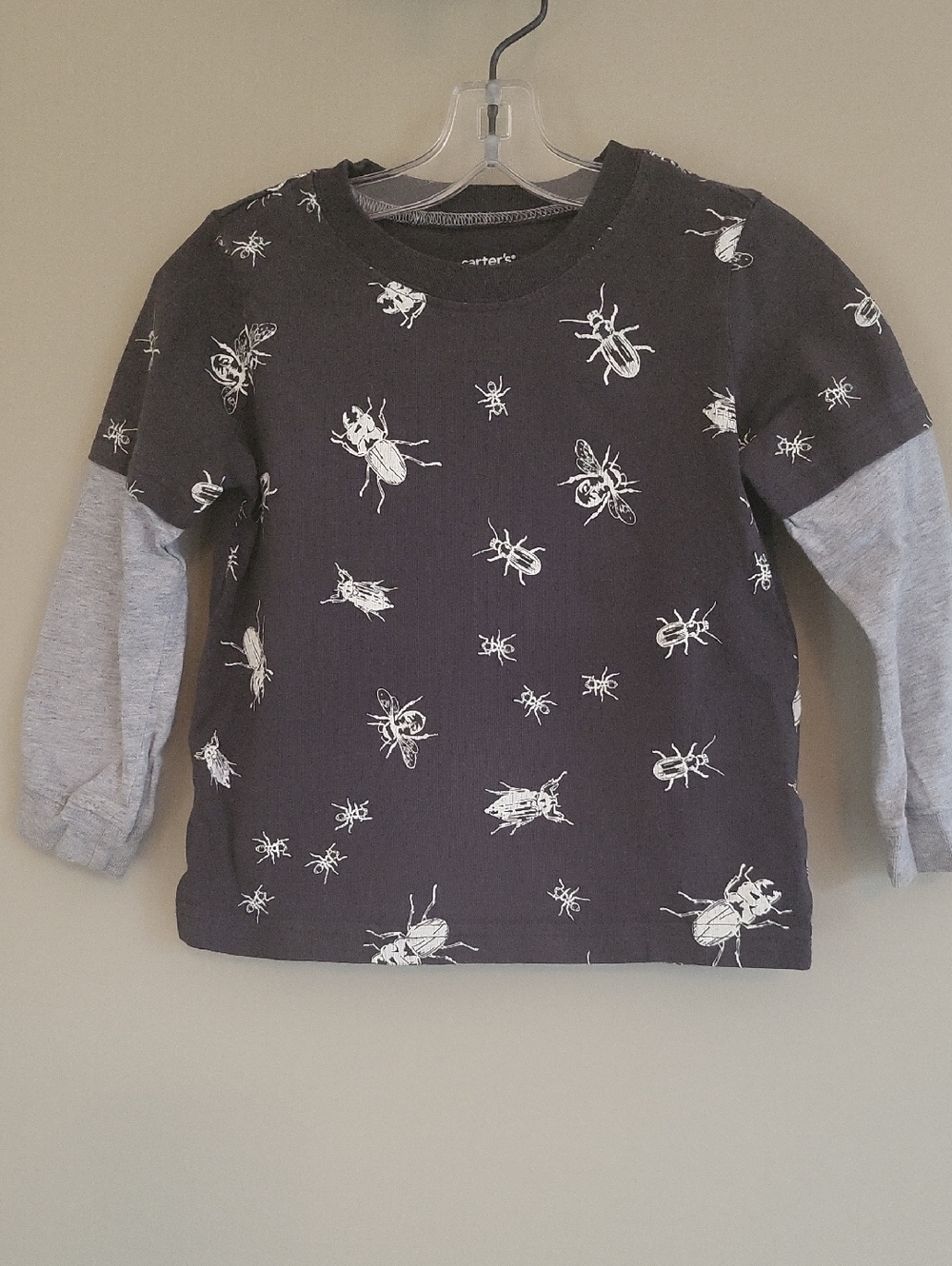 Carter's  black & grey bug print layered-look long sleeve tee shirt